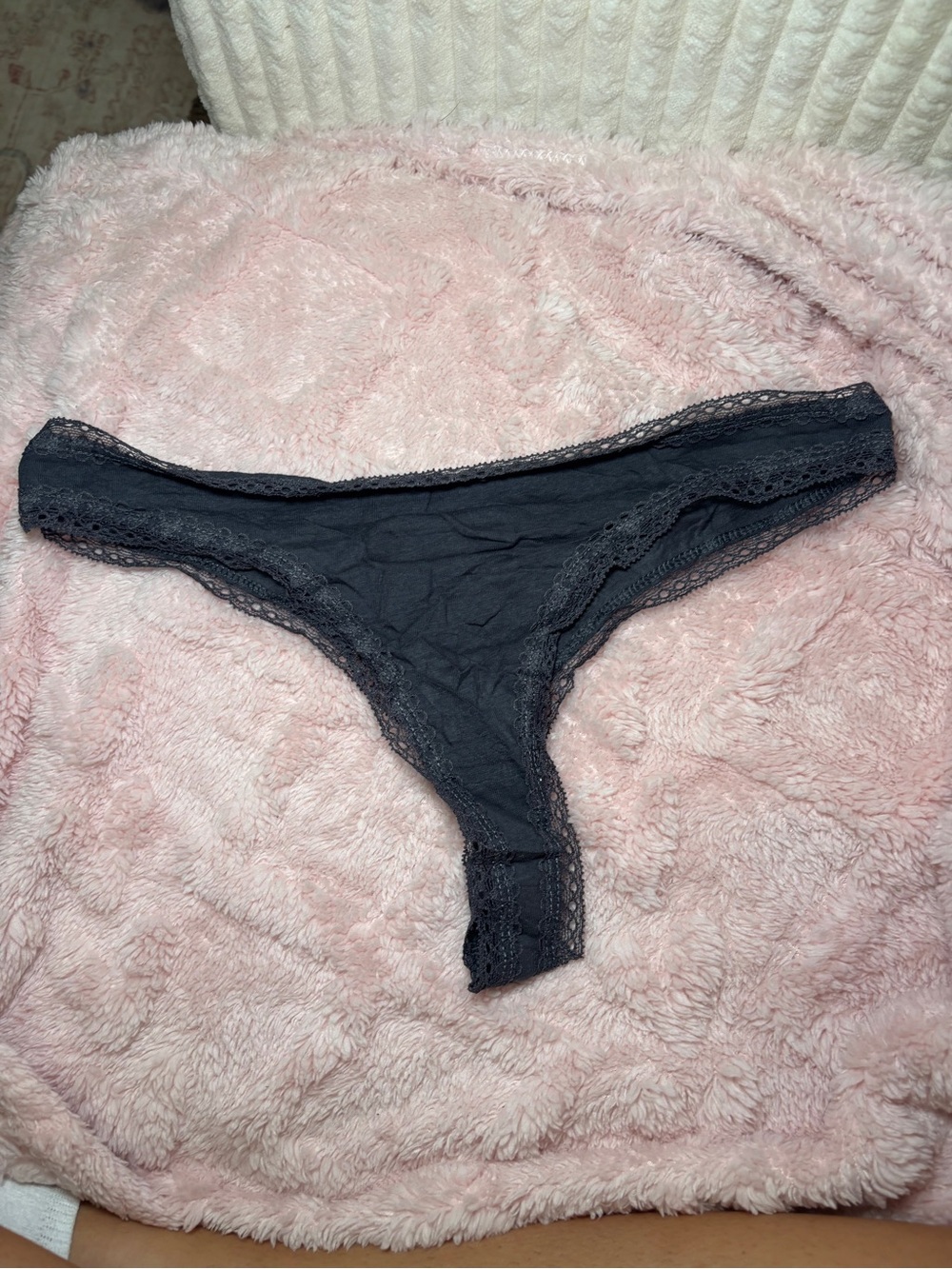 Victoria's Secret Black Lace-Trim Thong